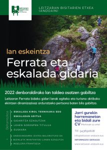 Ferrata eta eskalada gidaria lan eskeintza- Leitzaran Bisitarien Etxea