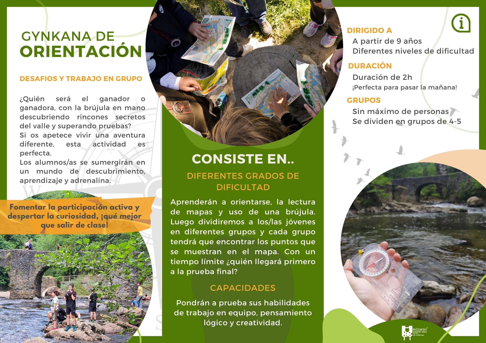 Gynkana de orientación en la naturalezapara colegios y escolares