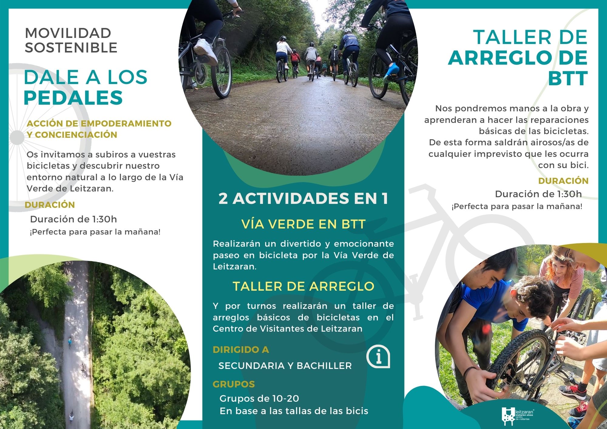 Salida en bicicleta y taller de arreglo de bicis aturalezapara colegios y escolares